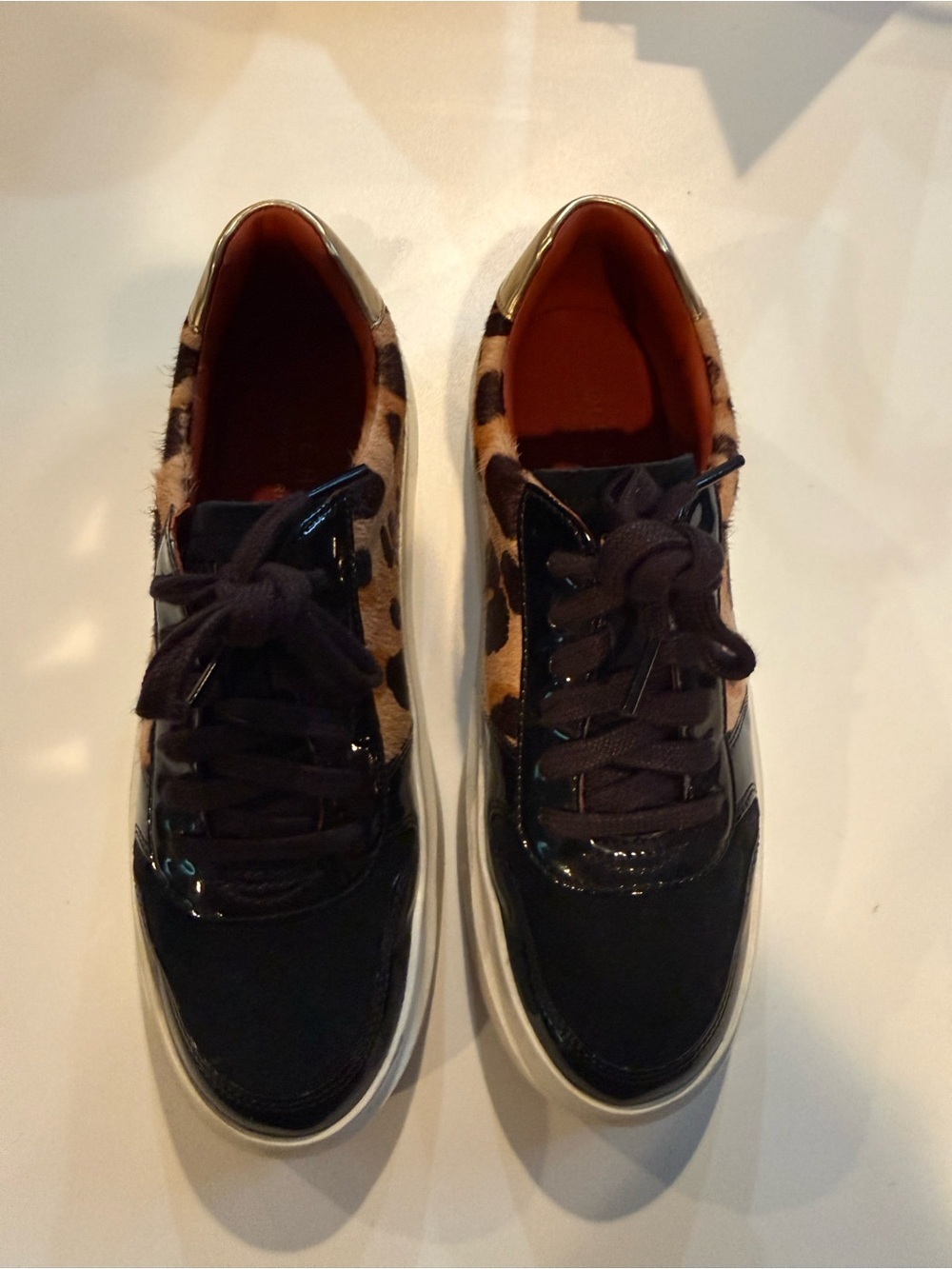 Cole Haan Grand Series Leopard-Print Low Top Sneakers - Black & Tan Size 9